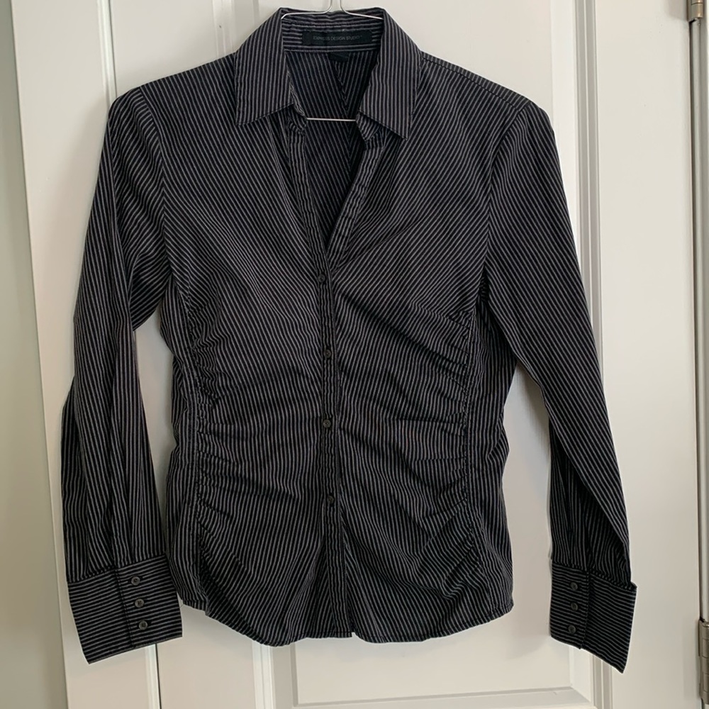 Express Black Pinstripe Button-Down Shirt